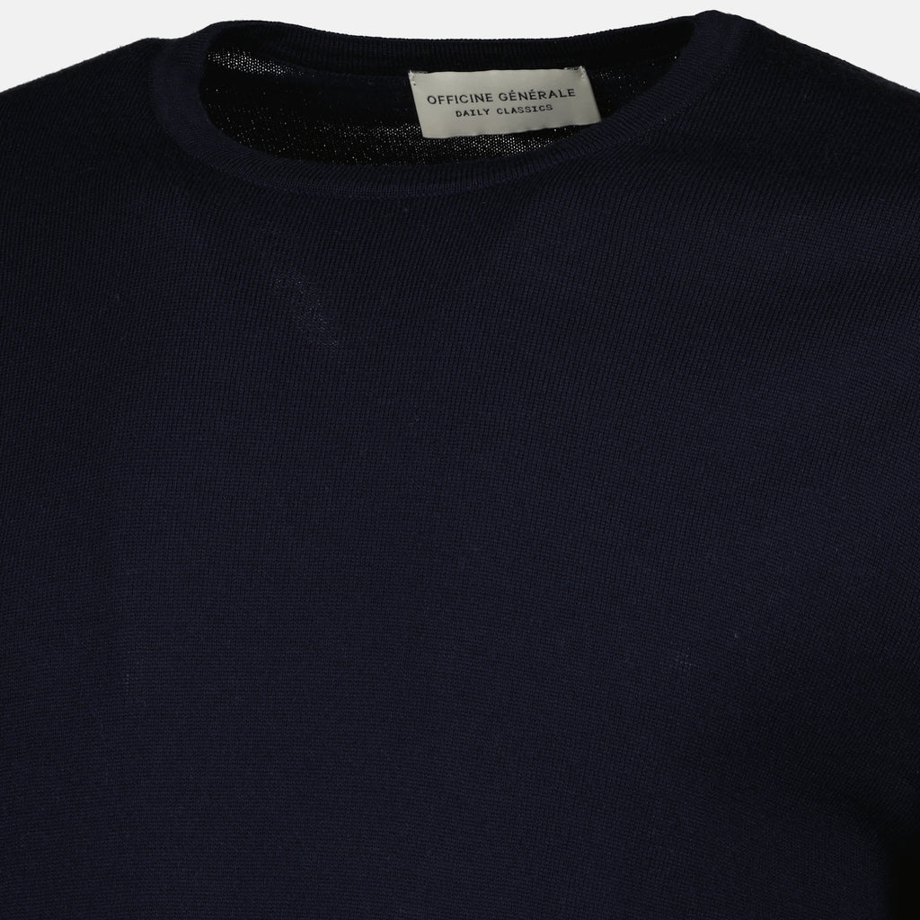 Maille Pull en laine bleu marine Officine Générale Bleu foncé Unisexe