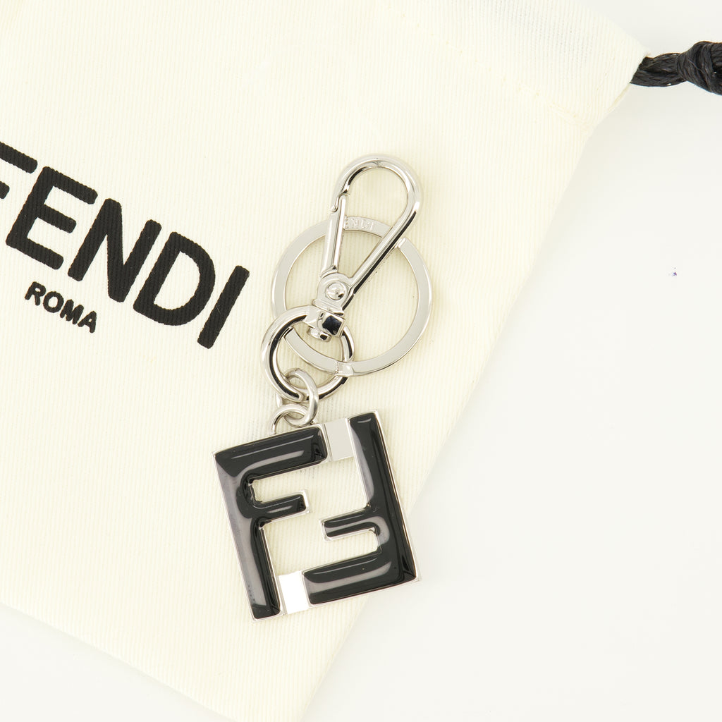 Image of the Squared FF black and silver keychain from the Fendi brand for men - Spring-Summer 2026 - Detailed View 2