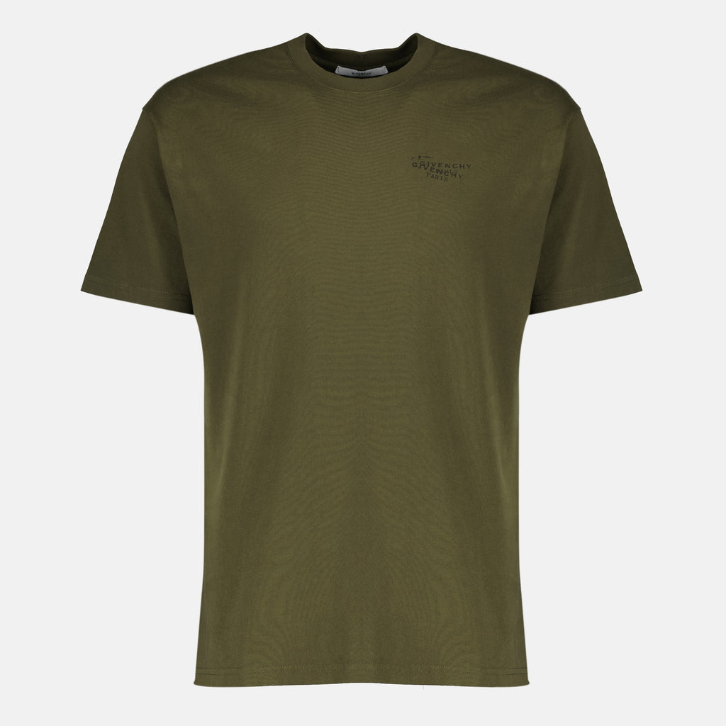 Bild des Givenchy Stamp khaki T-Shirts für Herren - Frühling-Sommer 2026 - Vorderansicht
