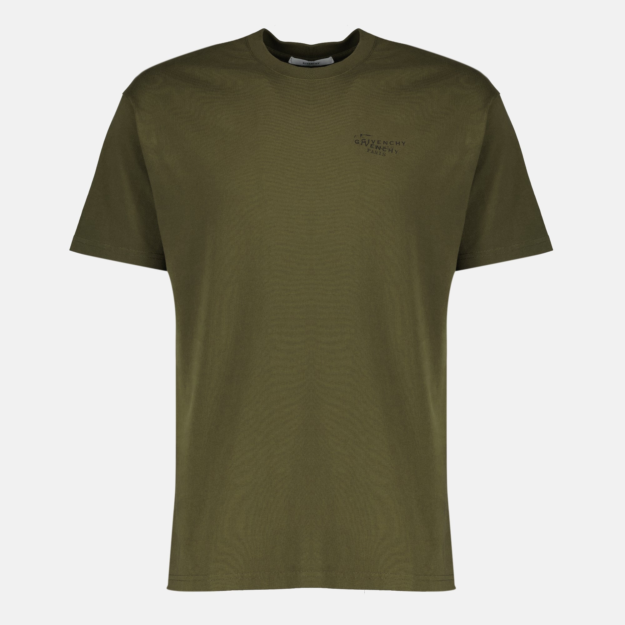 Bild des Givenchy Stamp khaki T-Shirts für Herren - Frühling-Sommer 2026 - Vorderansicht