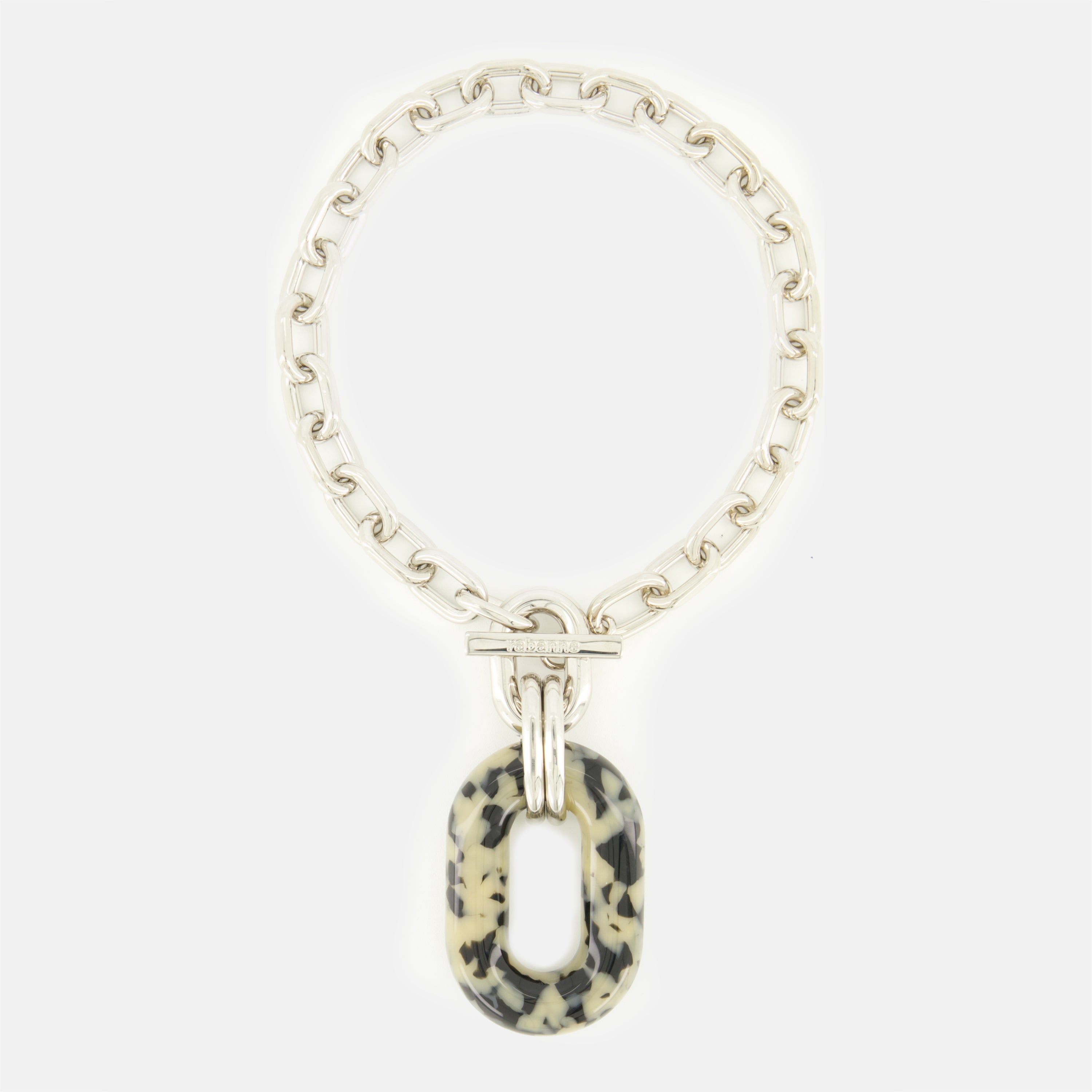Image de l'article Collier XL Link argenté à imprimé de la marque Rabanne pour Femme - Saison Printemps-Été 2026 - Vue de Face
