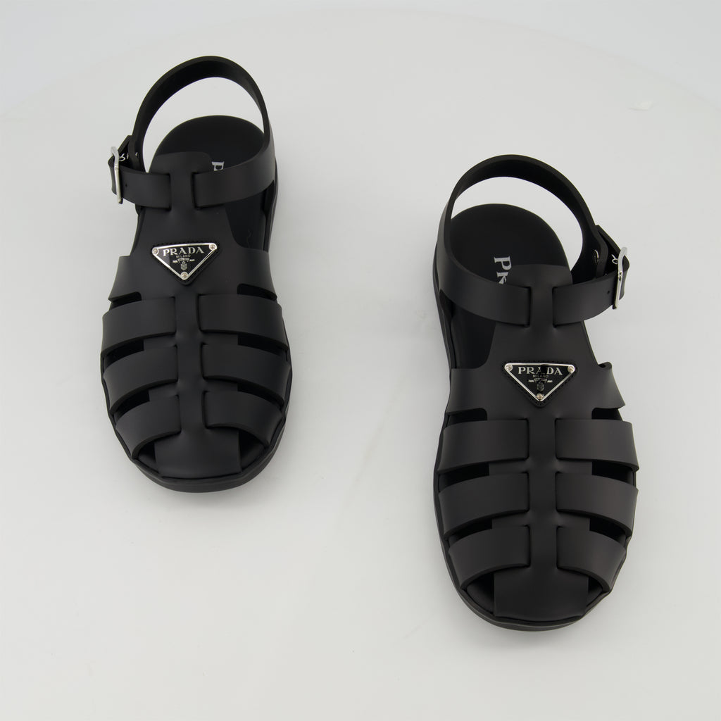 Open shoes Black Rubber Sandals Prada Black Homme