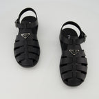 Open shoes Black Rubber Sandals Prada Black Homme