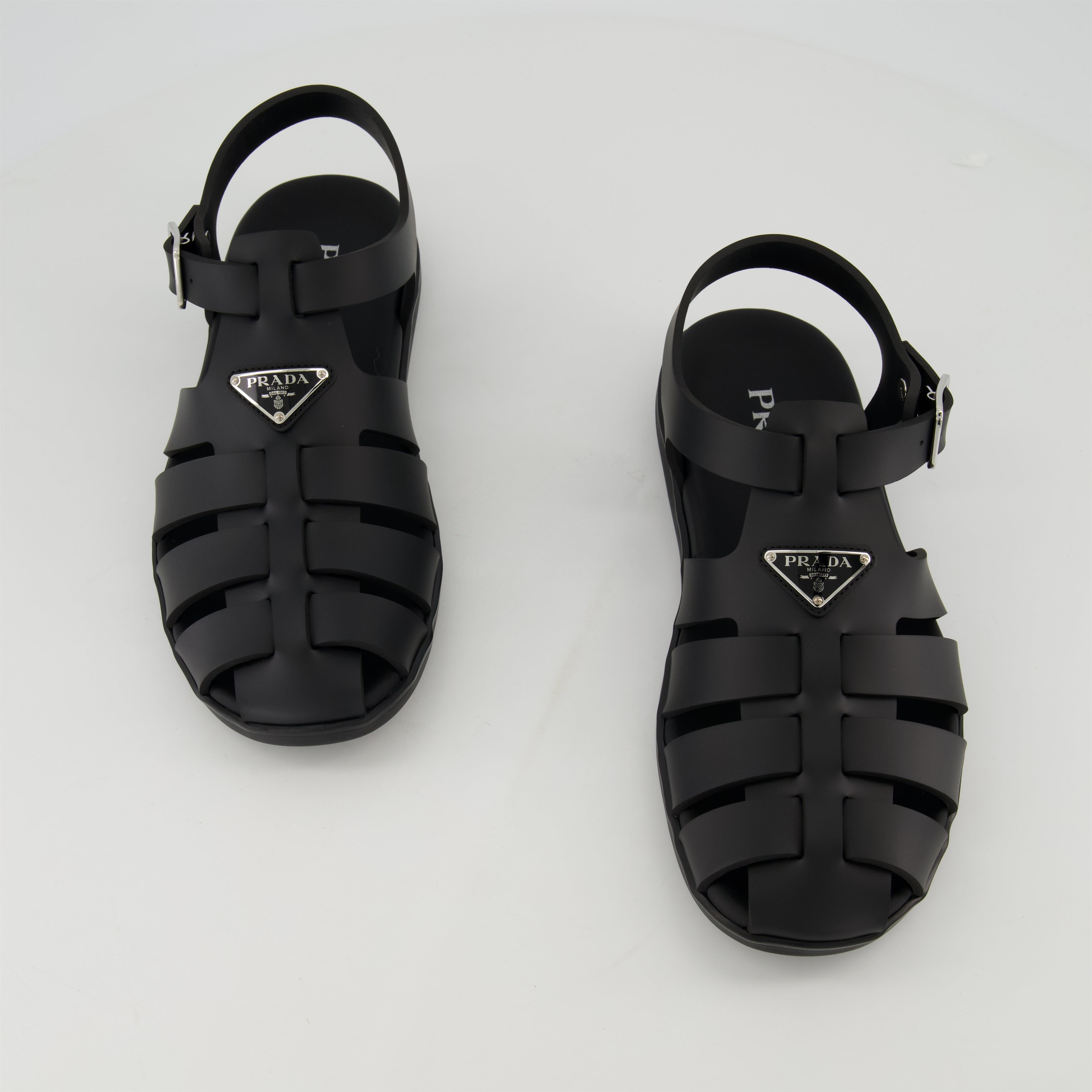 Open shoes Black Rubber Sandals Prada Black Homme