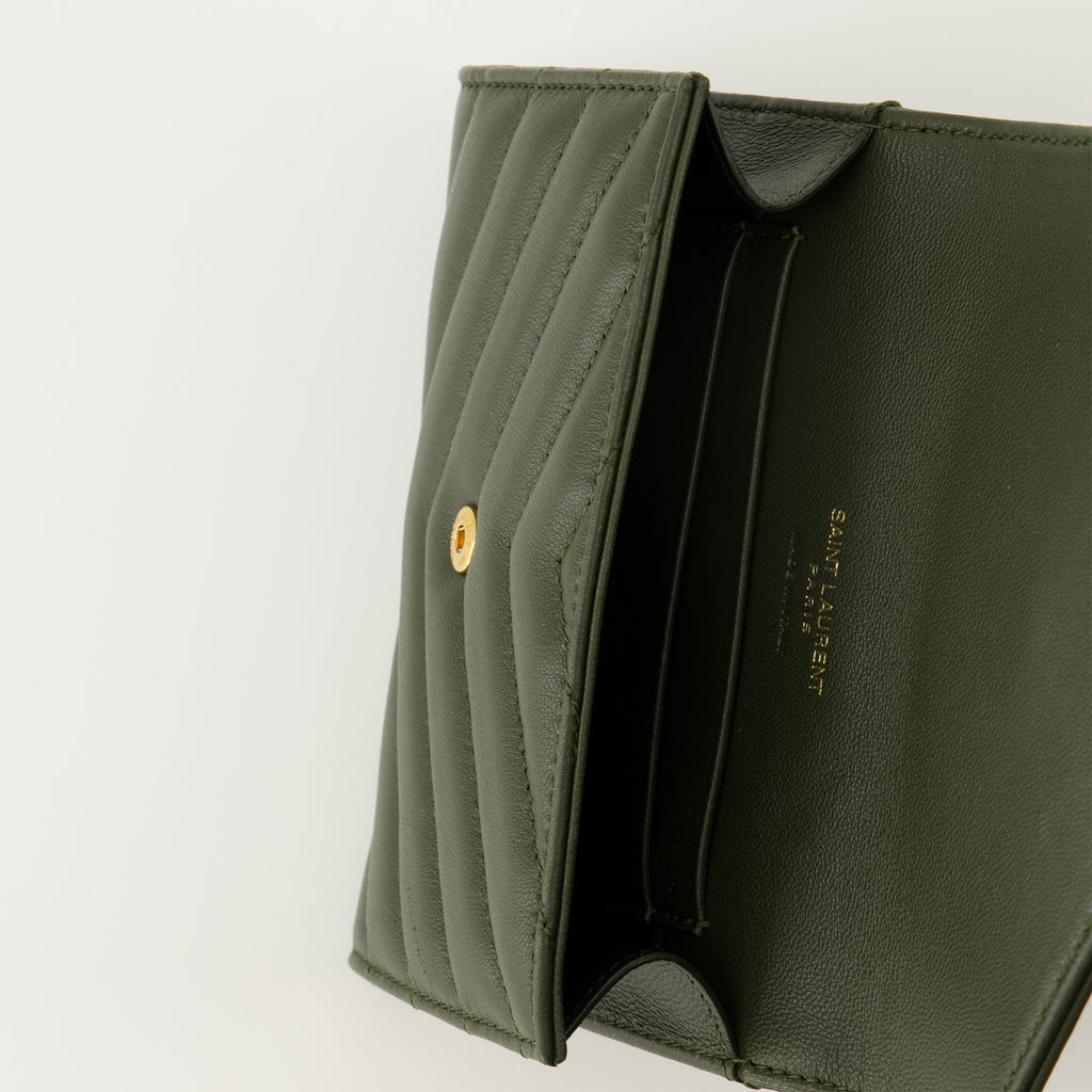 Petite maroquinerie Portefeuille Cassandre Saint Laurent Kaki Femme
