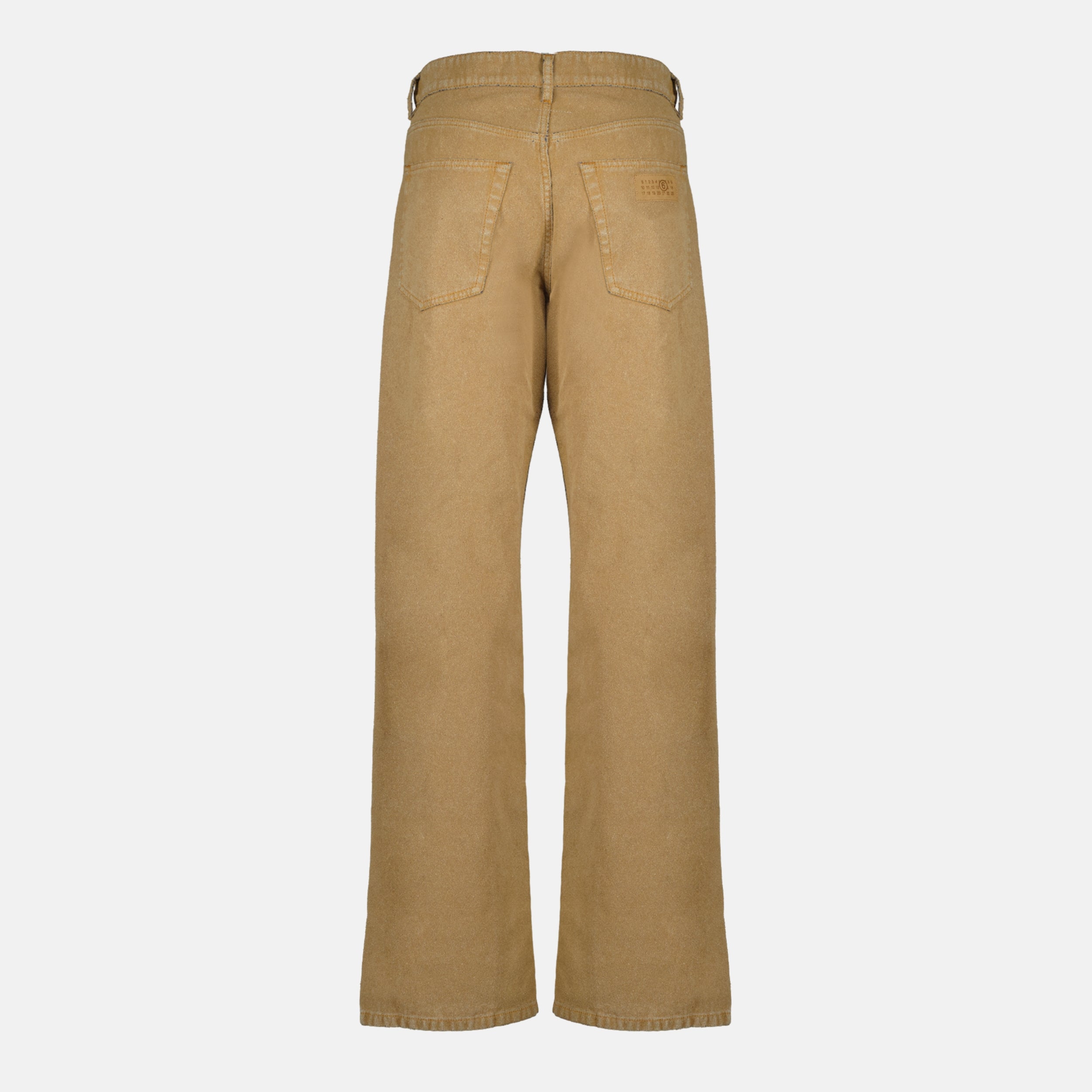 Image of the beige wide jeans from the brand Mm6 for Women - Spring-Summer 2026 - Back View