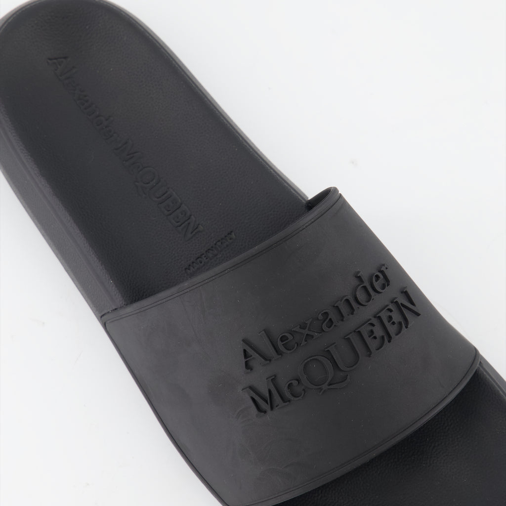 Scarpe aperte Claquettes à logo Alexander McQueen Nero Homme