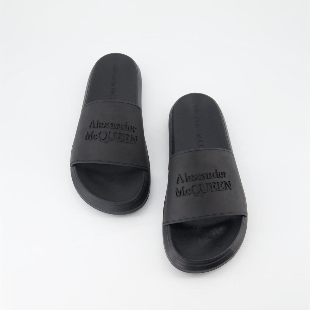 Scarpe aperte Claquettes à logo Alexander McQueen Nero Homme