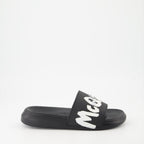 Chaussures ouvertes Claquettes Graffiti Alexander McQueen Noir Homme