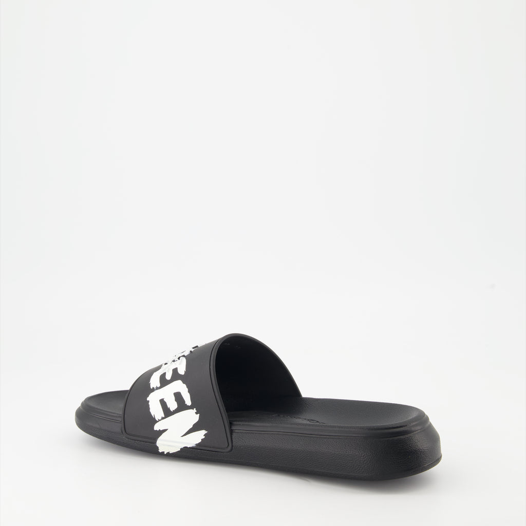 Chaussures ouvertes Claquettes Graffiti Alexander McQueen Noir Homme