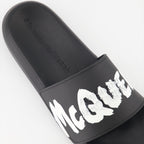 Chaussures ouvertes Claquettes Graffiti Alexander McQueen Noir Homme