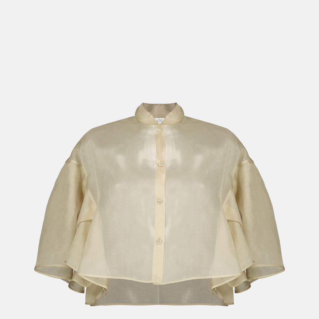 Image de l'article Chemise beige en organza de soie de la marque Max Mara pour Femme - Saison Printemps-Été 2026 - Vue de Face