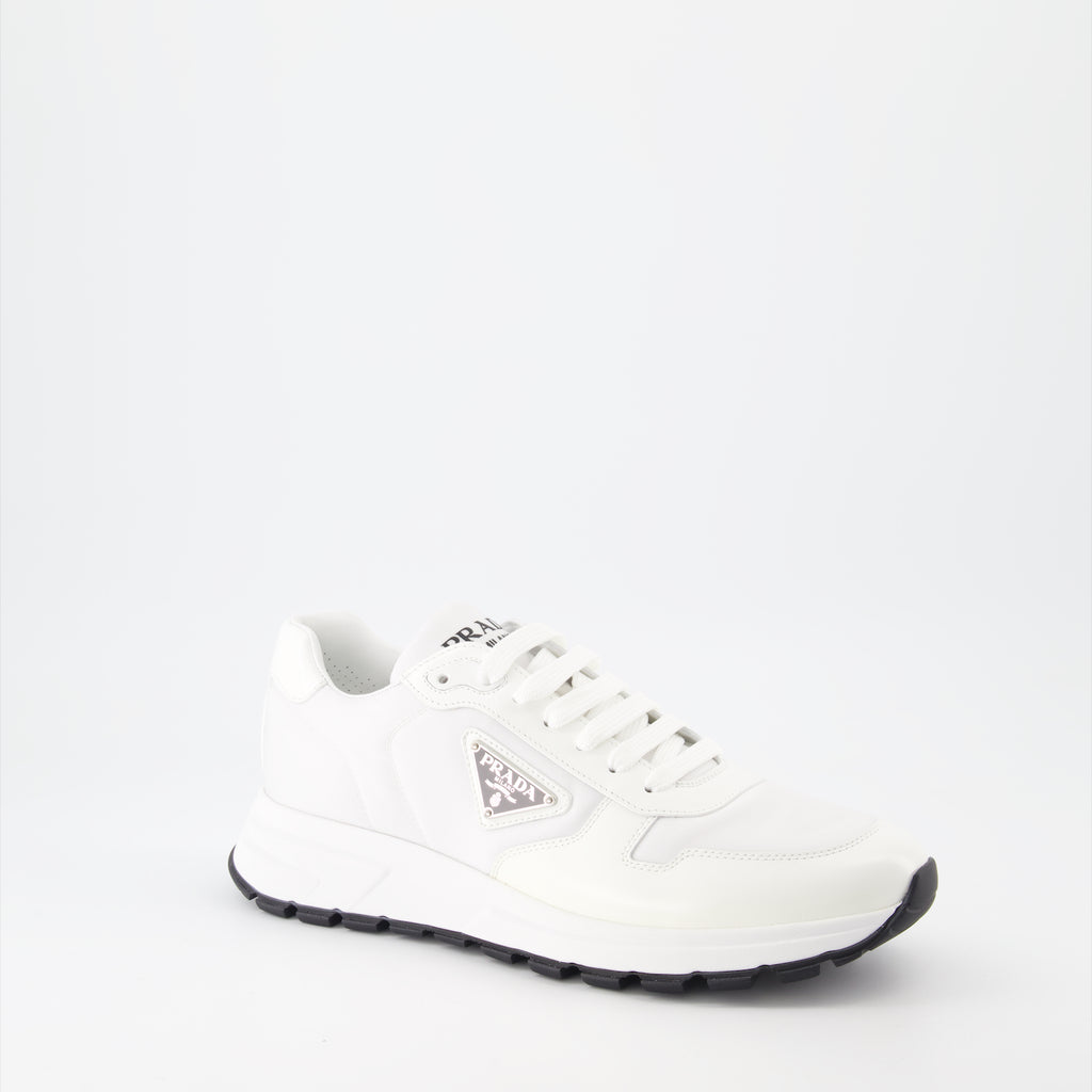 Tênis Baskets en nylon Prada Branco Homme