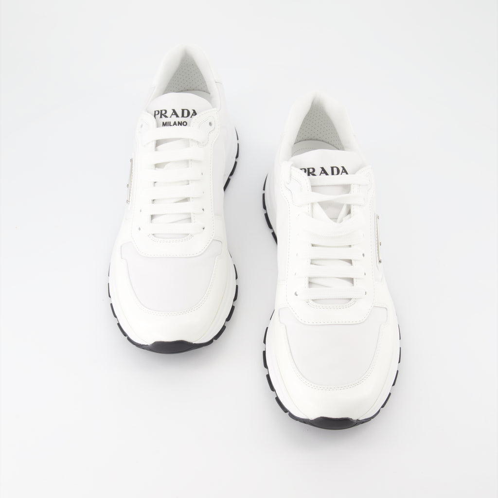 Tênis Baskets en nylon Prada Branco Homme