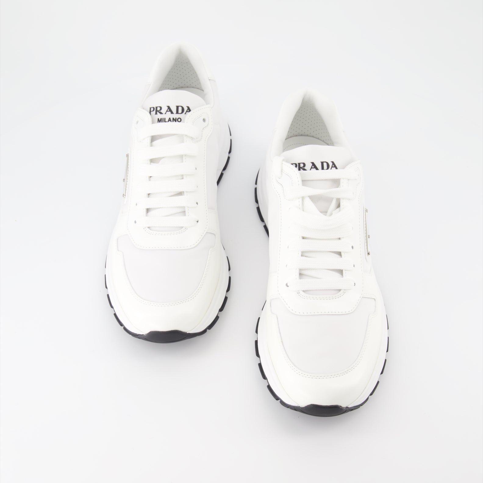 Sneaker Baskets en nylon Prada Weiß Homme