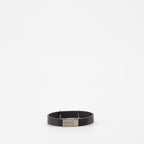 Jewelry Cassandre bracelet in black leather Saint Laurent Black Unisex