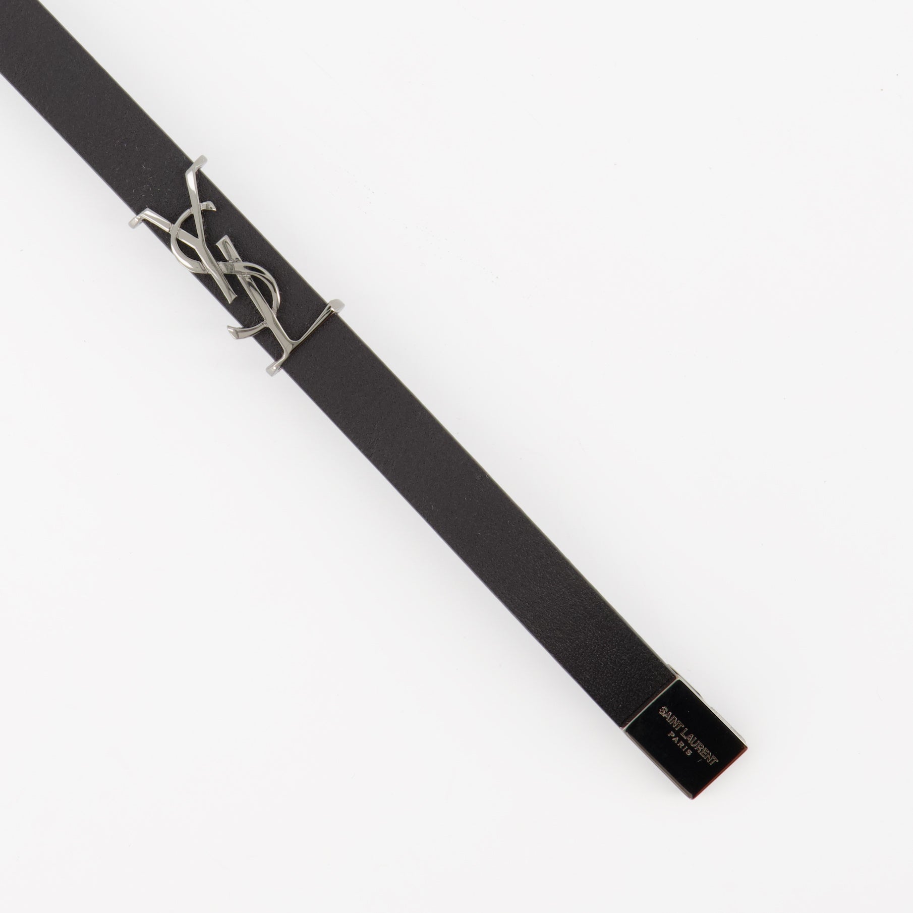 Jewelry Cassandre bracelet in black leather Saint Laurent Black Unisex