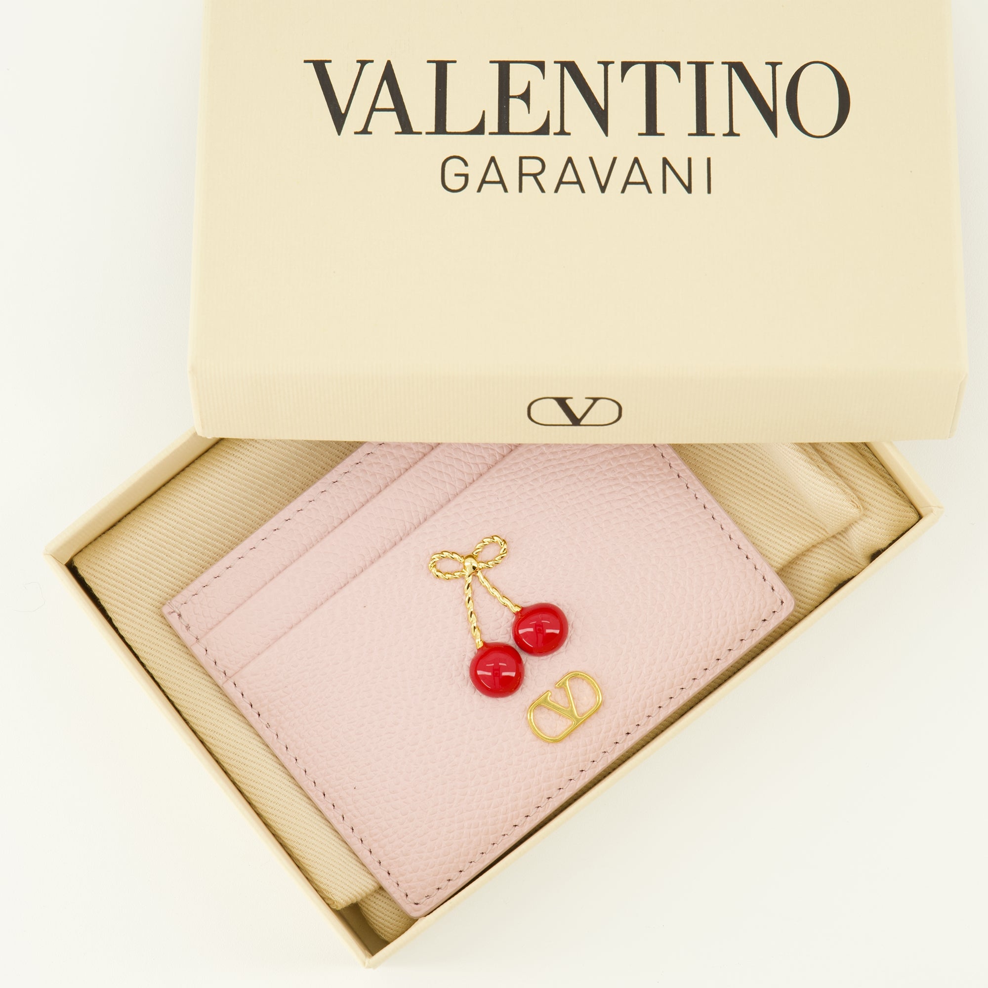 Petite maroquinerie Porte-cartes Cherryfic rose Valentino Garavani Rose Femme
