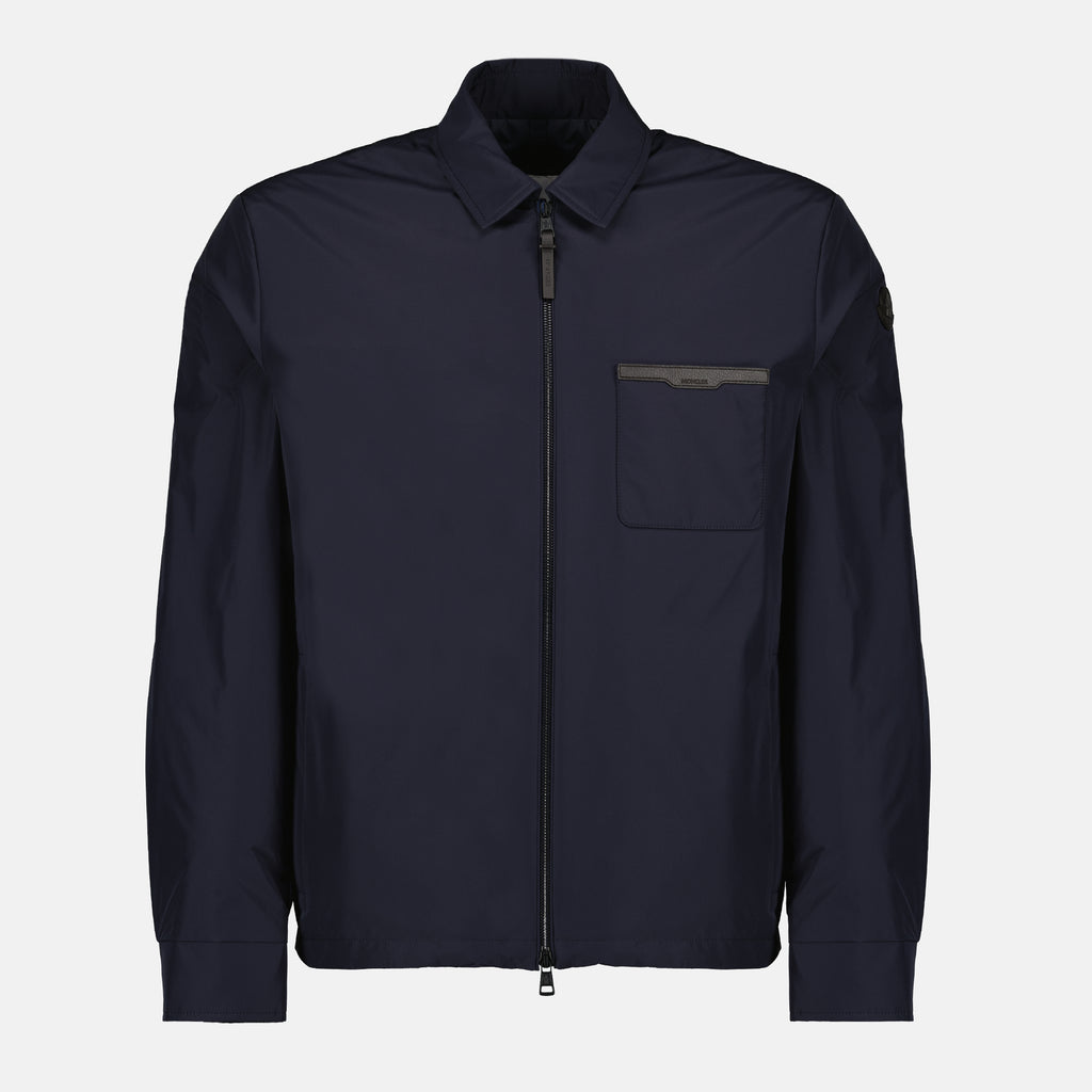 Image of the Tollymore navy blue shirt jacket from the brand Moncler for Men - Spring-Summer 2026 - Front View