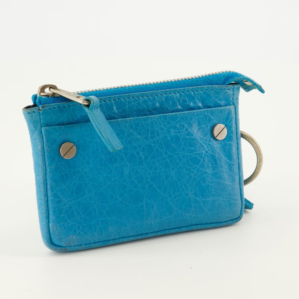 Petite maroquinerie 블루 가죽 카드 홀더 Balenciaga Bleu Homme