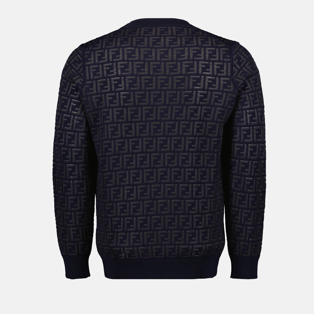 Knitwear Pull en laine FF Fendi Blue Homme