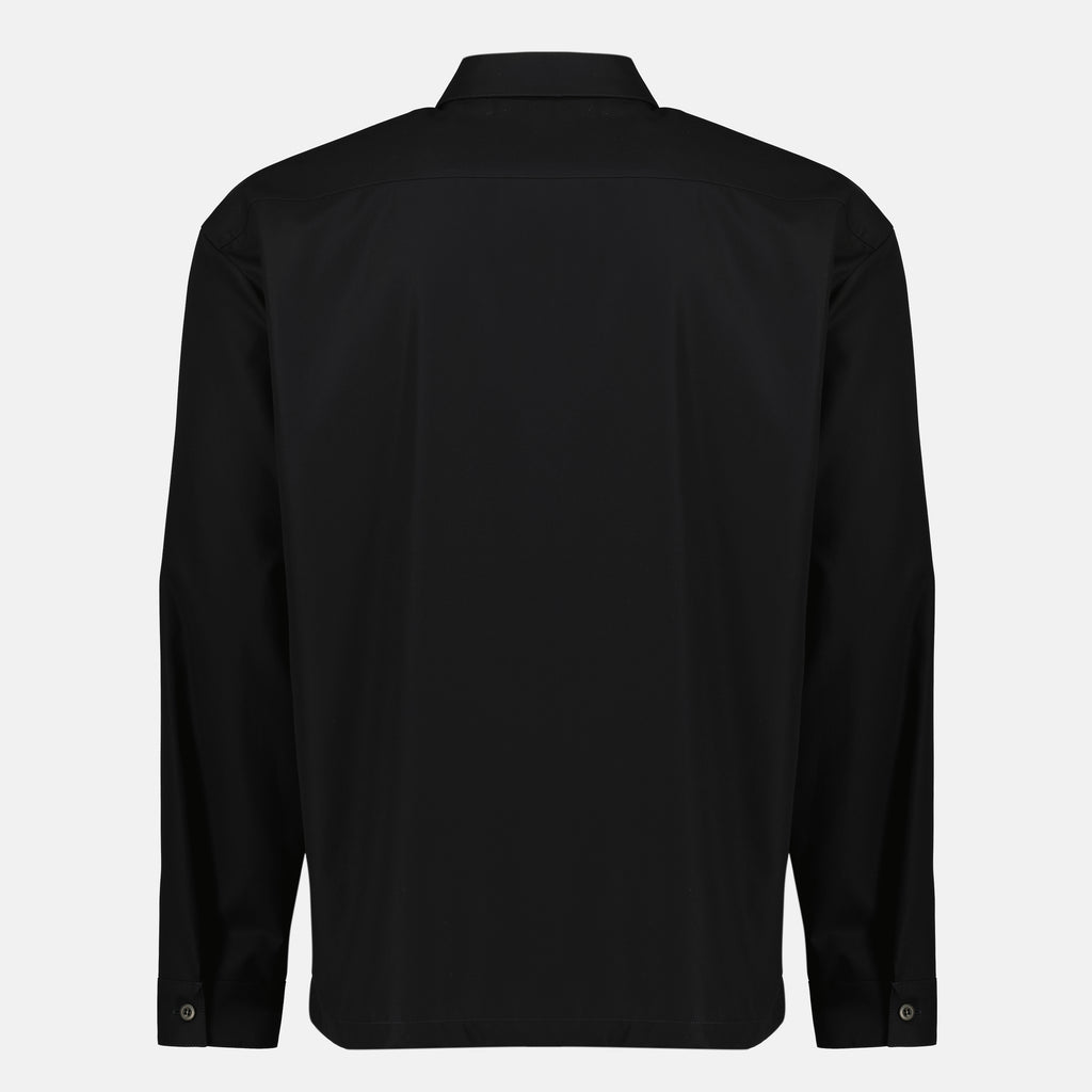 Vestes Camisa Casaco de Algodão Preto com Fecho de Zíper Prada Noir Homme