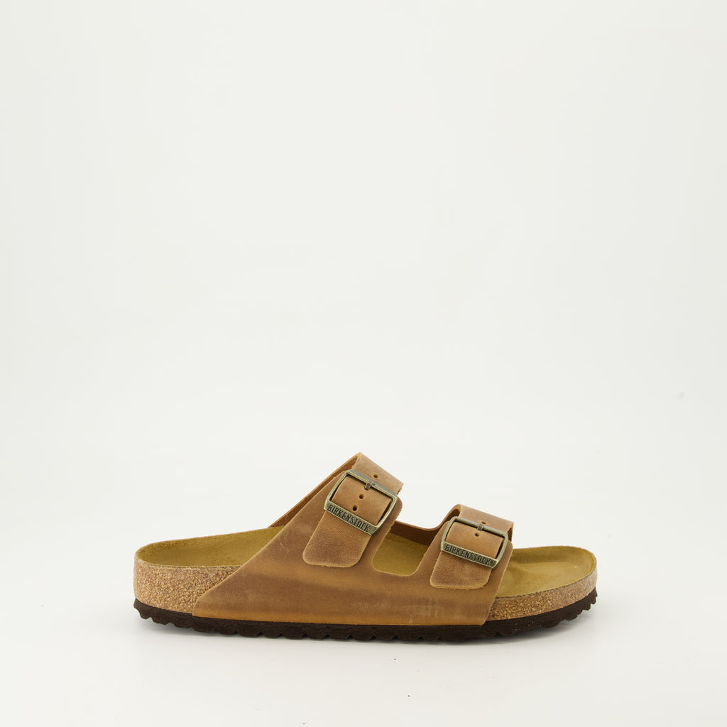 Chaussures ouvertes Claquettes Arizona Birkenstock Marron Unisexe