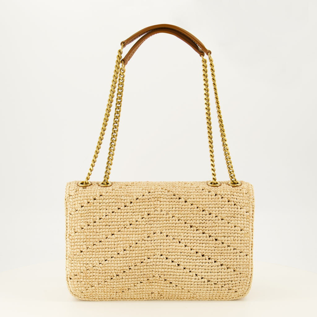 Sacs bandoulière Loulou Bag em Ráfia e Couro Bege Saint Laurent Beige Femme