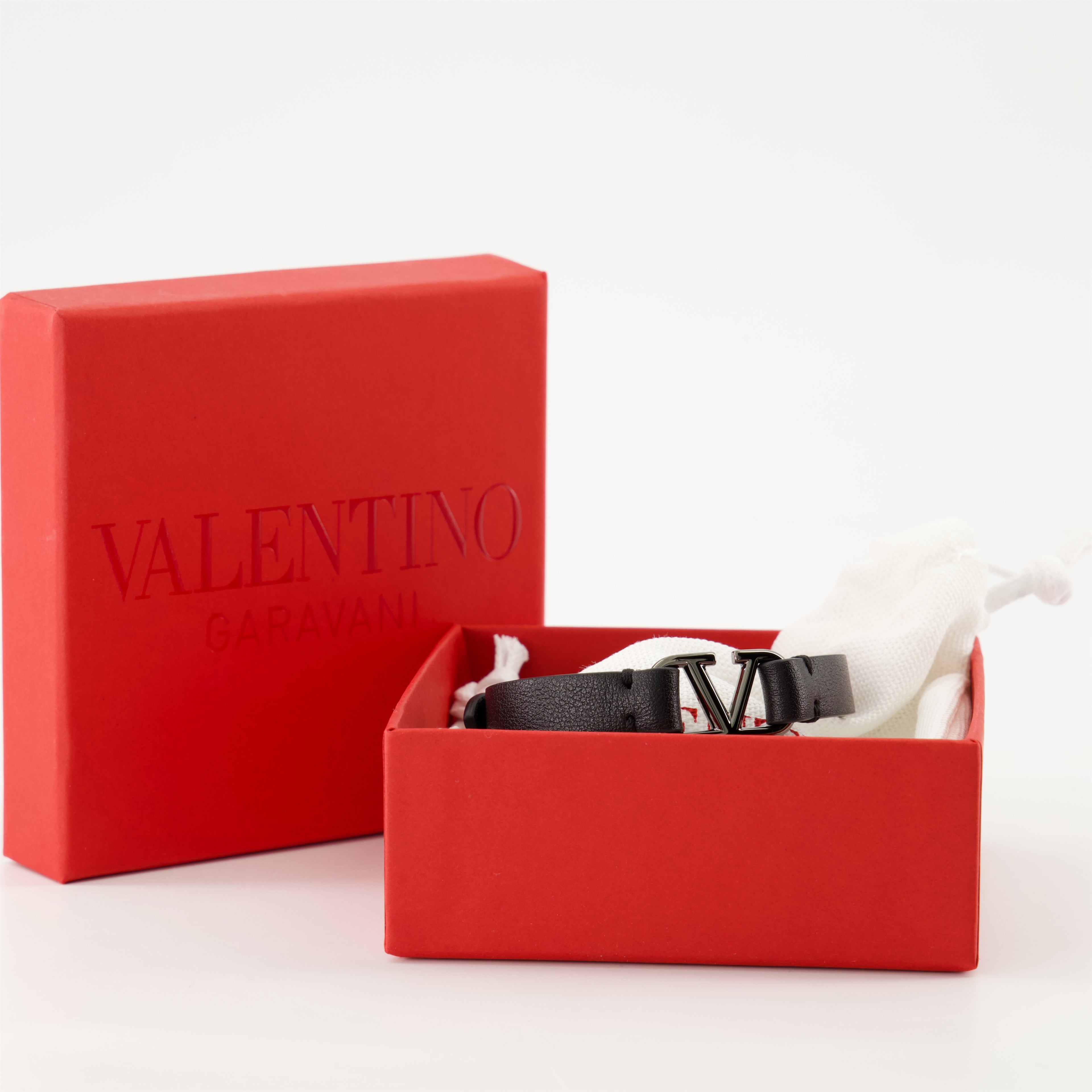 Schmuck Bracelet VLogo en cuir Valentino Garavani Schwarz Homme