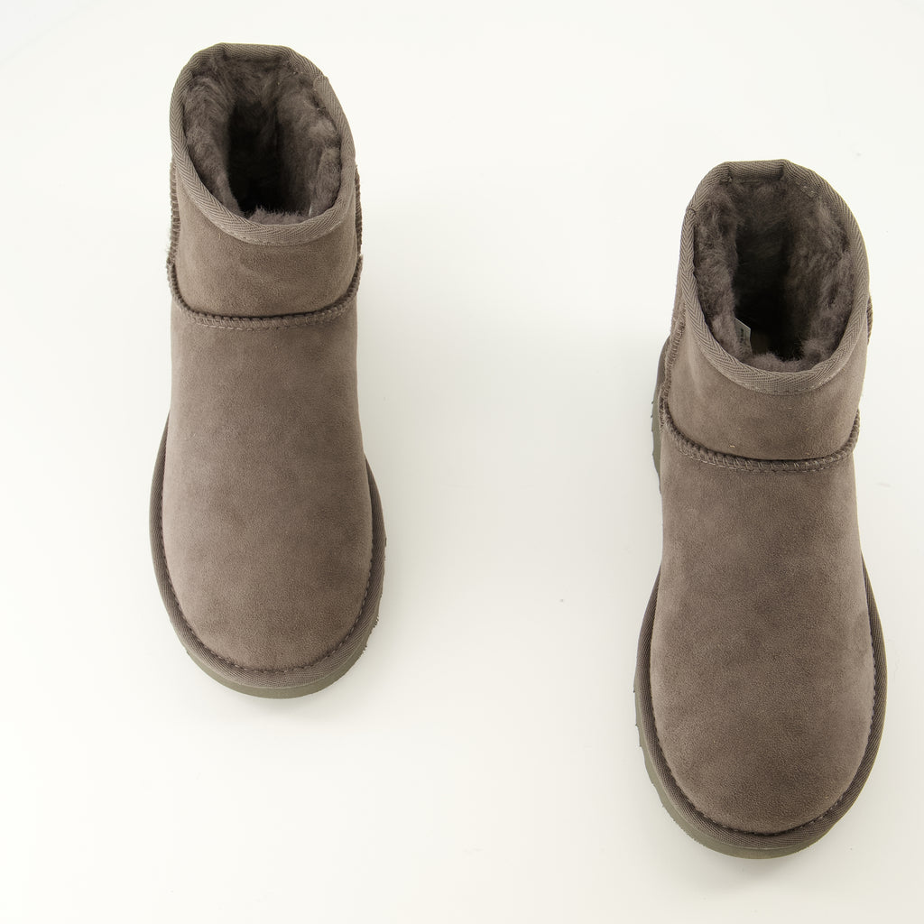 Bottines Klassische Mini II Graue Stiefel Ugg Gris Femme