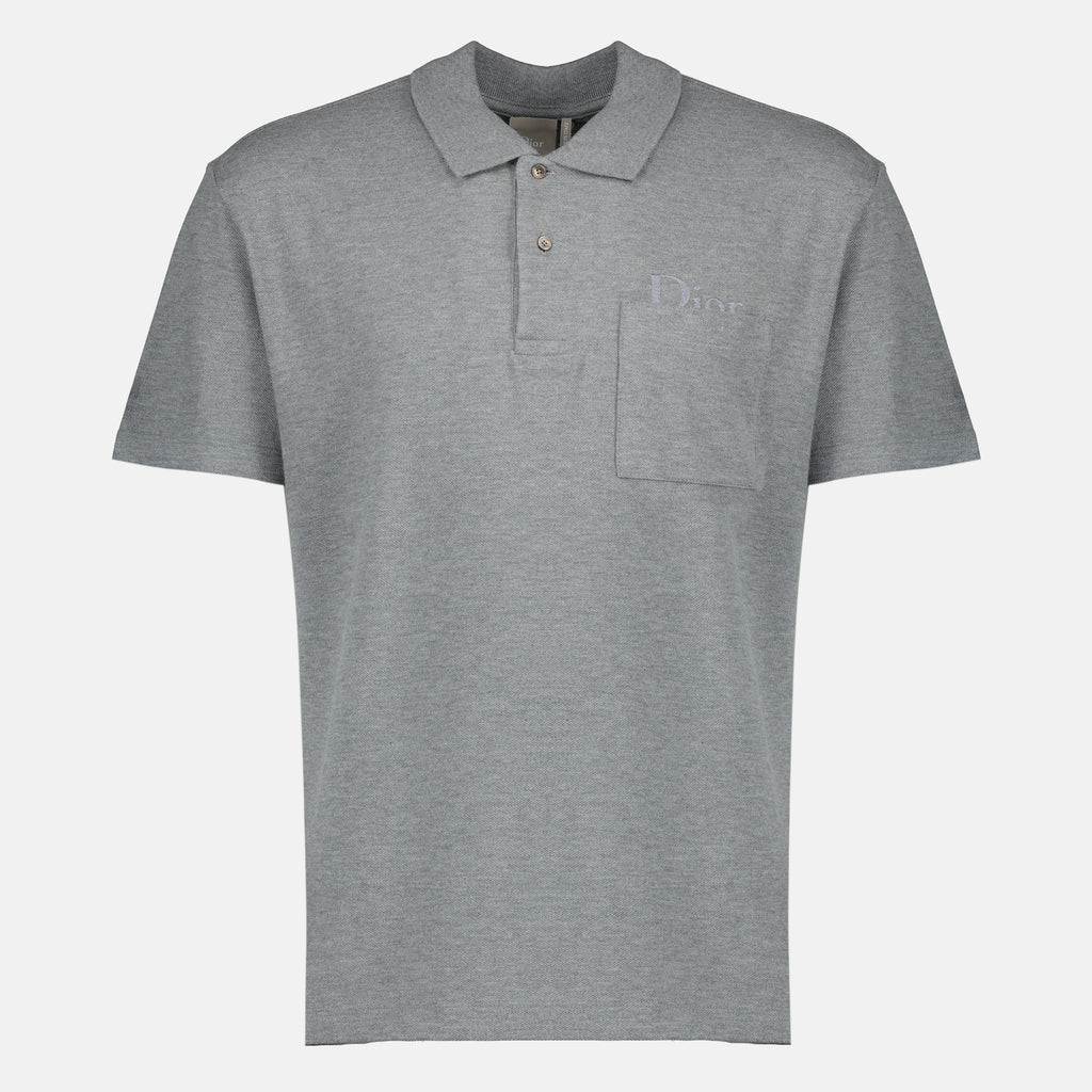 Immagine del Polo in Piquet di Cotone Grigio di Dior per Uomo - Collezione Primavera-Estate 2026 - Vista Frontale
