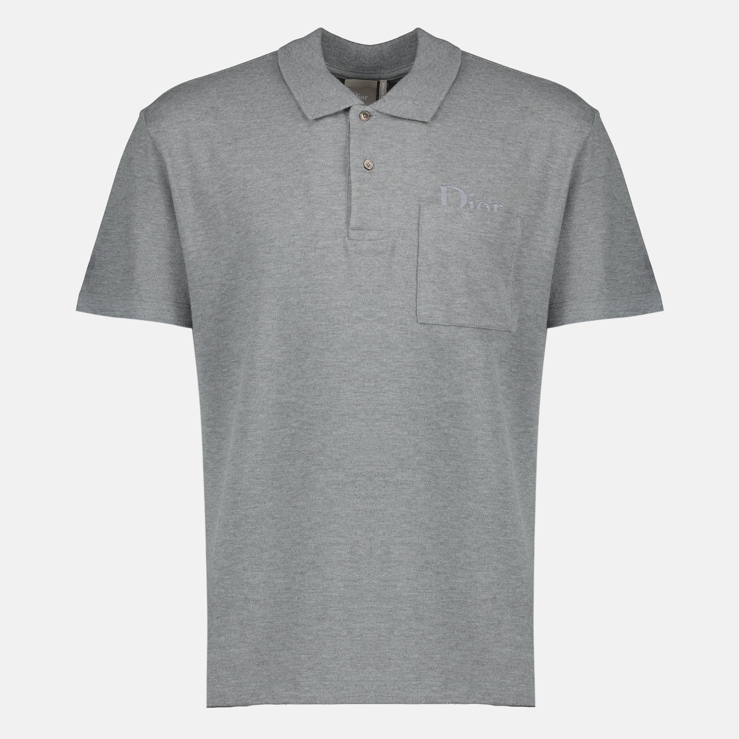 Immagine del Polo in Piquet di Cotone Grigio di Dior per Uomo - Collezione Primavera-Estate 2026 - Vista Frontale