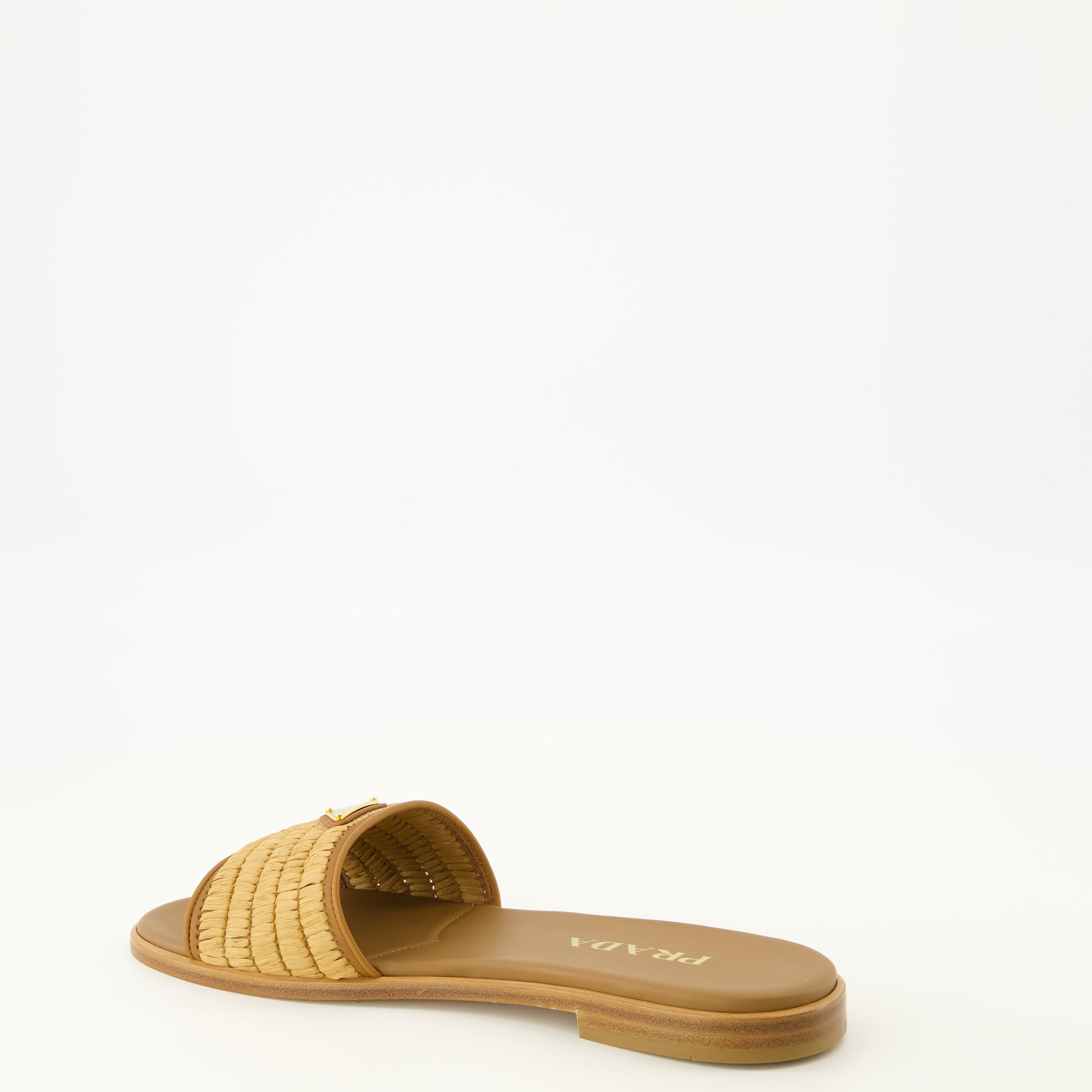 Chaussures ouvertes Mules de Cuero y Croché Marrones Prada Marron Femme