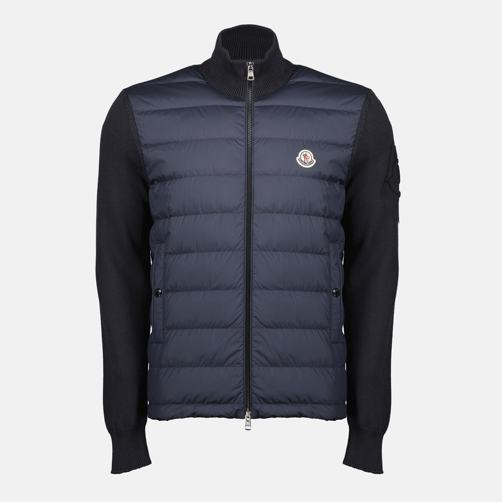 Vestes Cardigan Blu Navy in Due Materiali Moncler Bleu foncé Homme