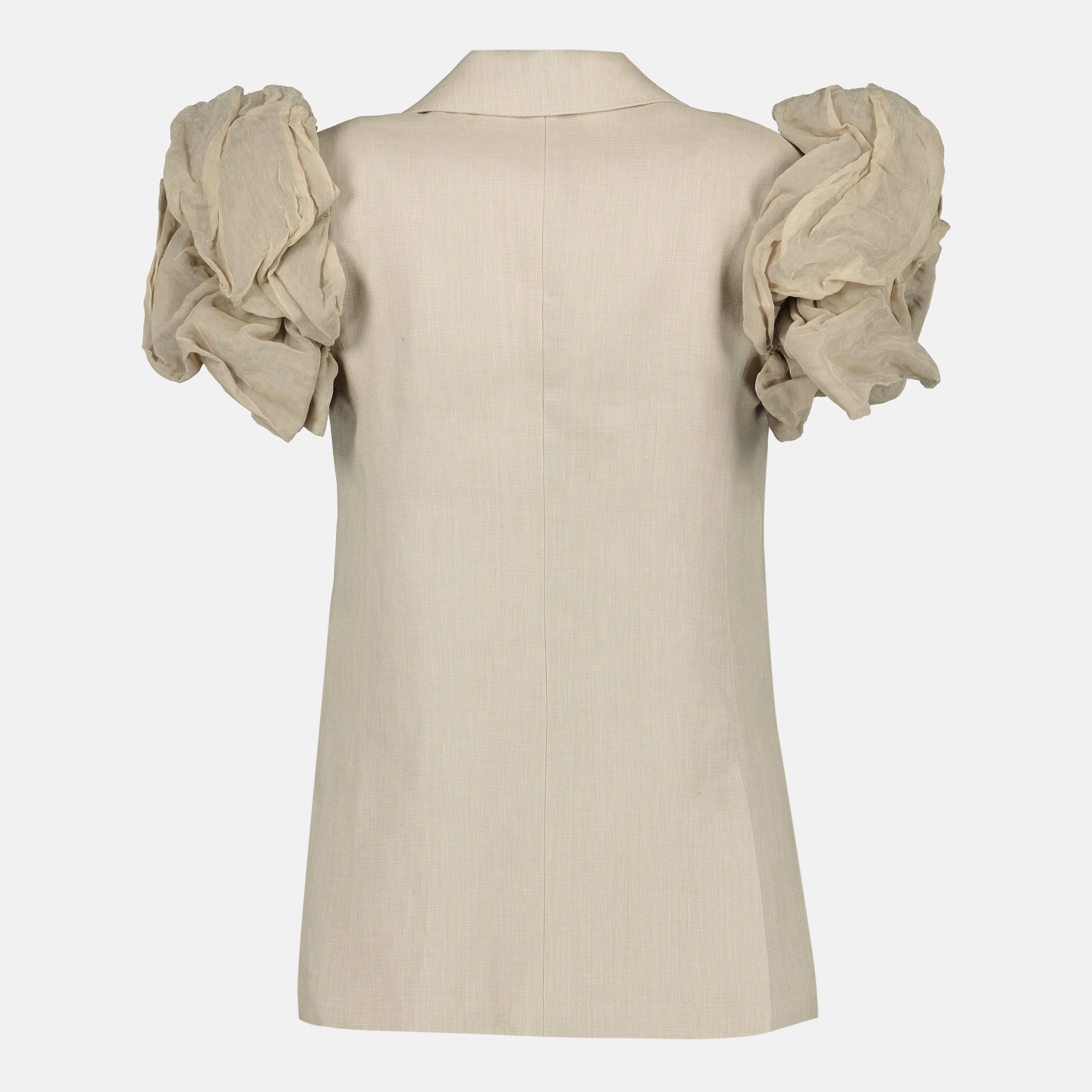 Vestes Veste sans manches beige en lin avec volants Max Mara Beige Femme