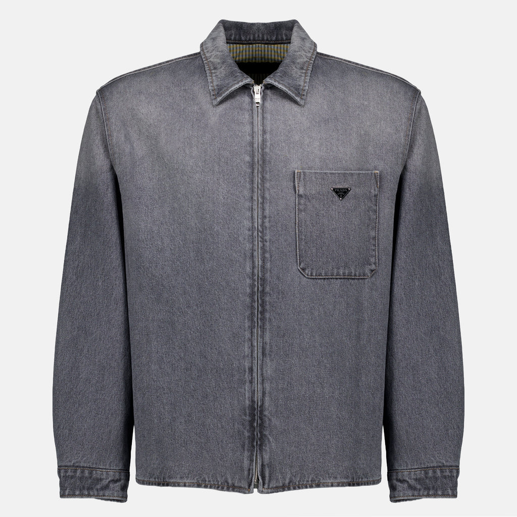 Chemises Camisa de mezclilla negra Prada Noir Homme