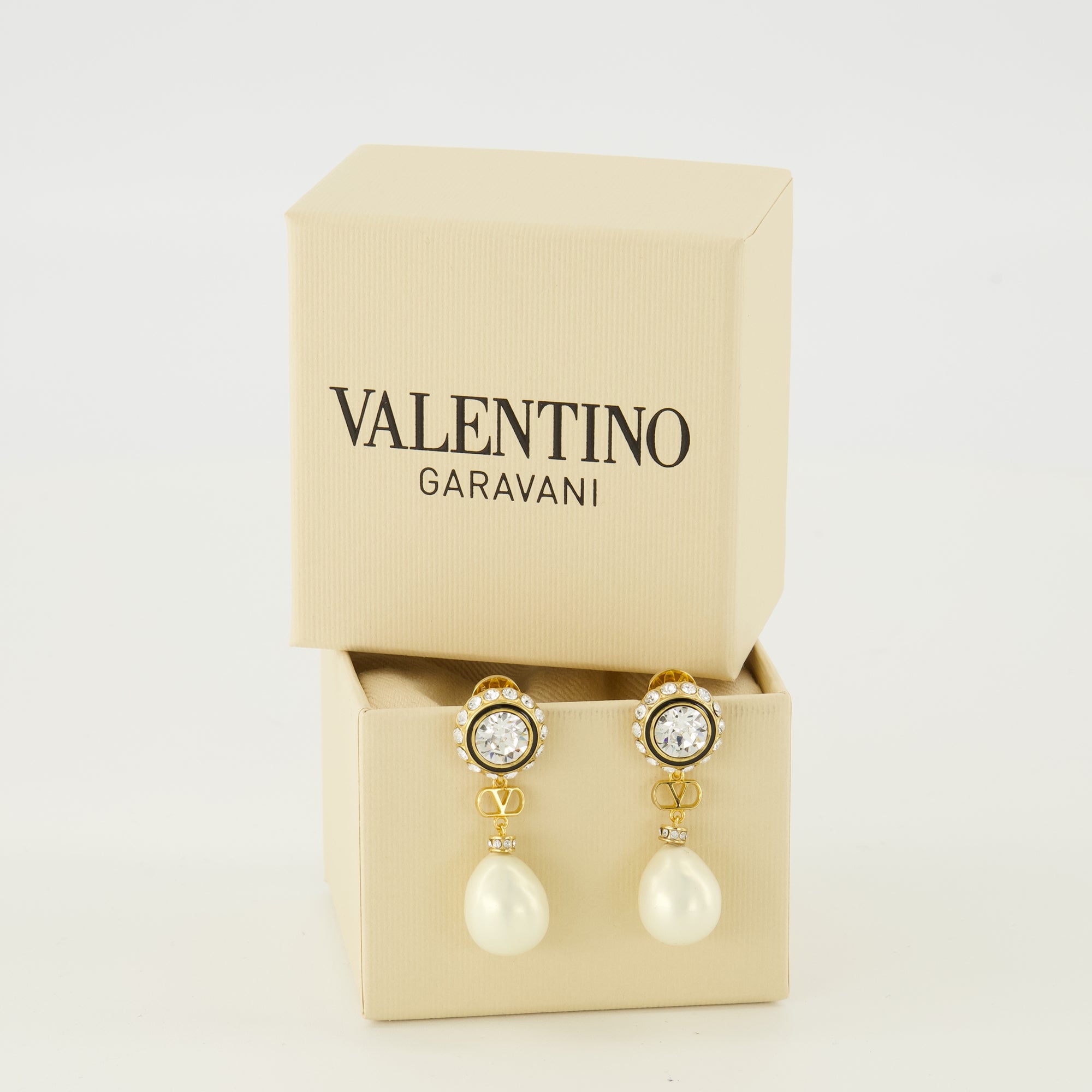 Bijoux Orecchini Vlogo con Perle e Crisalidi Dorati Valentino Garavani Doré Femme