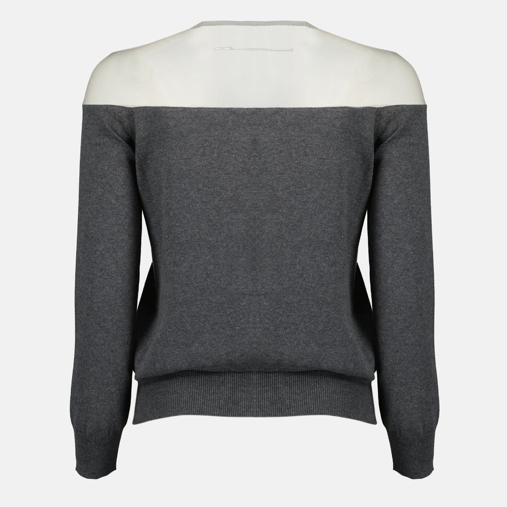 Maille Cardigan Grigio In Maglia Mm6 Gris Femme