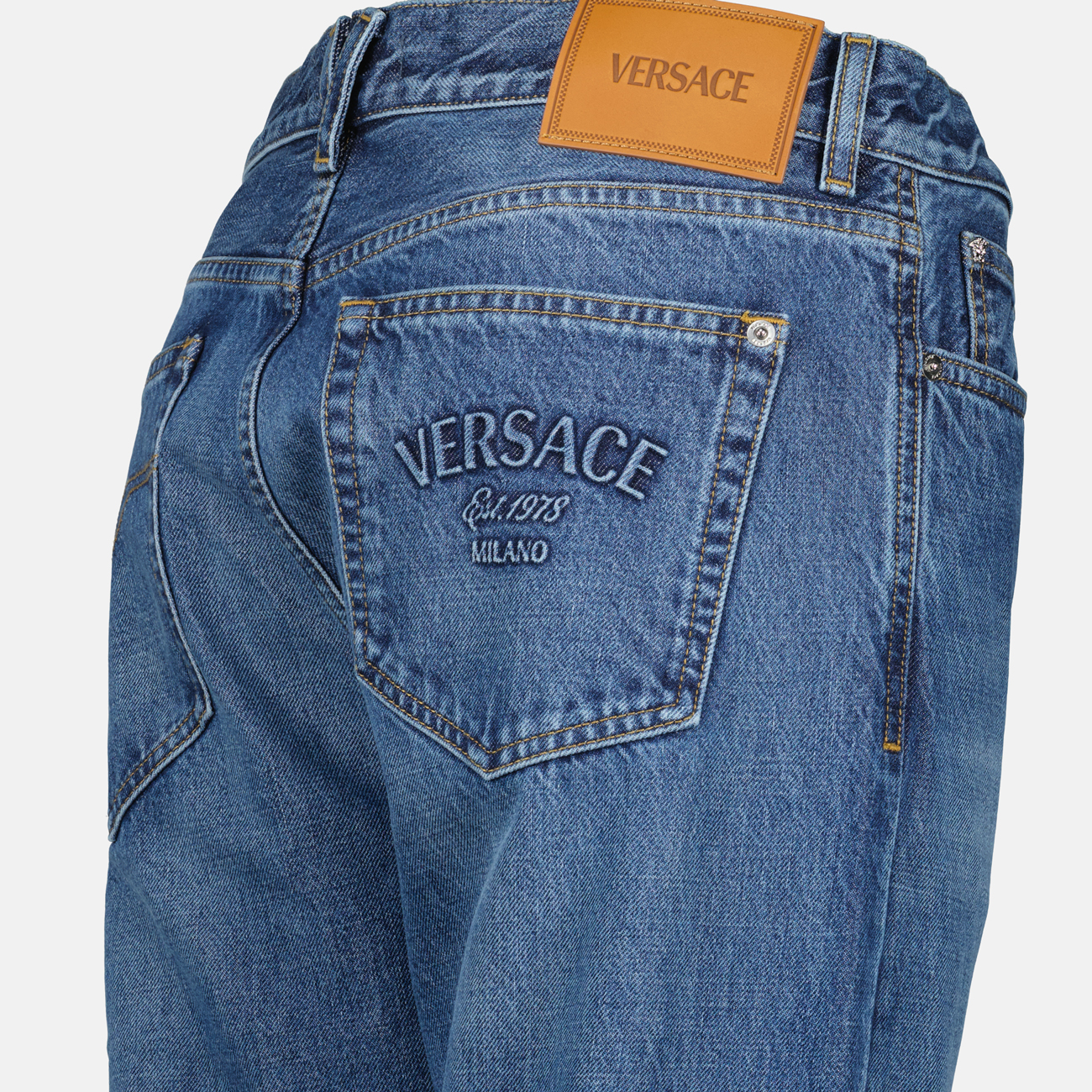 Pantaloni Jeans Dritti Versace Blu Homme