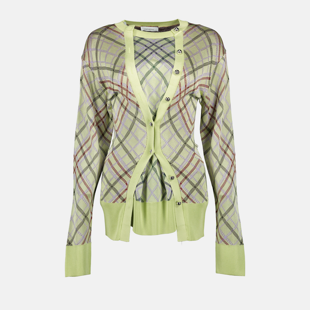 Maille Gilet à carreaux Rabanne Vert Femme