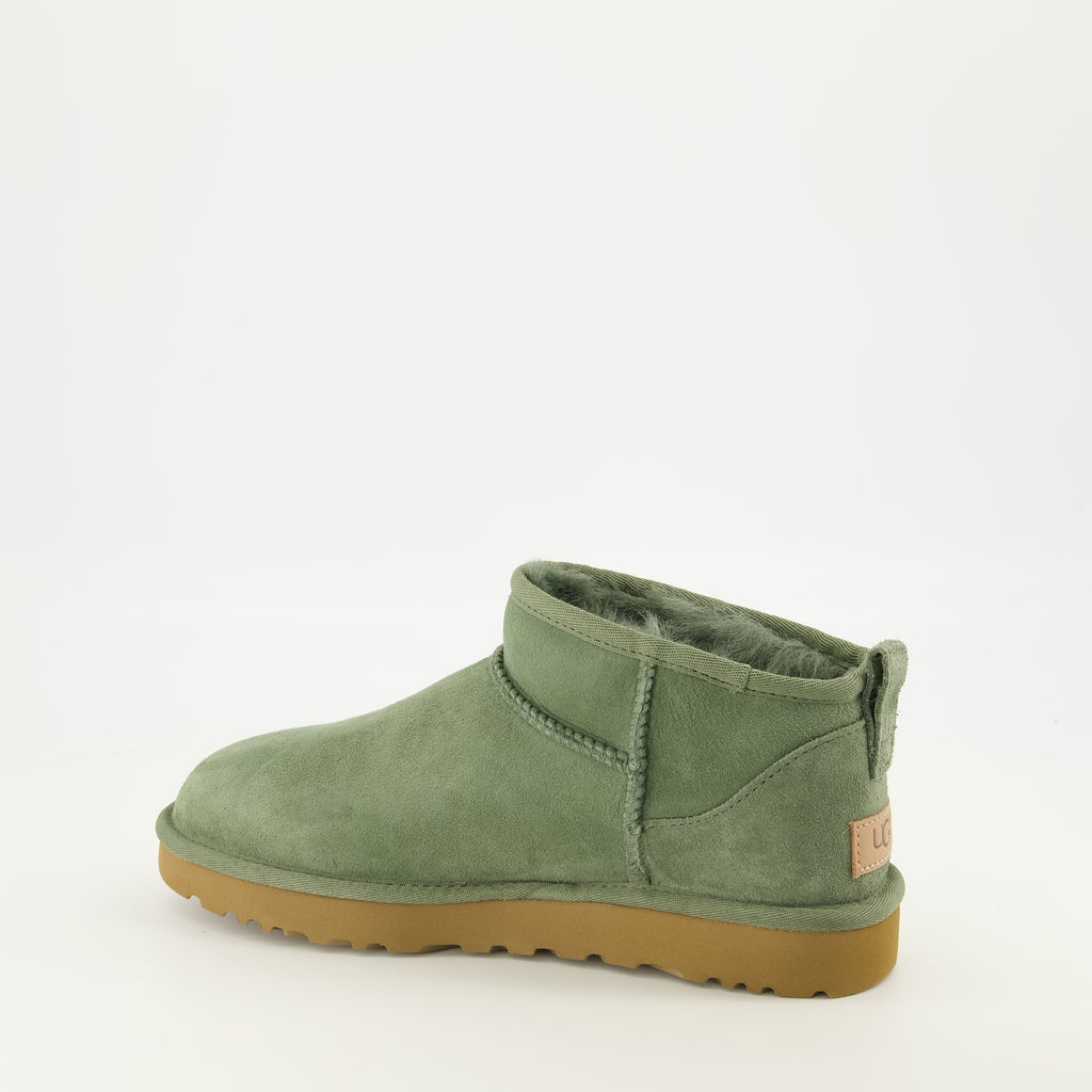 Bottines Classic Ultra Mini Green Boots Ugg Vert Femme