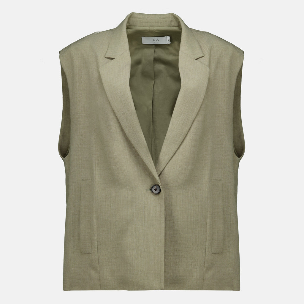 Vestes Blazer sem Mangas Caqui Iro Kaki Femme