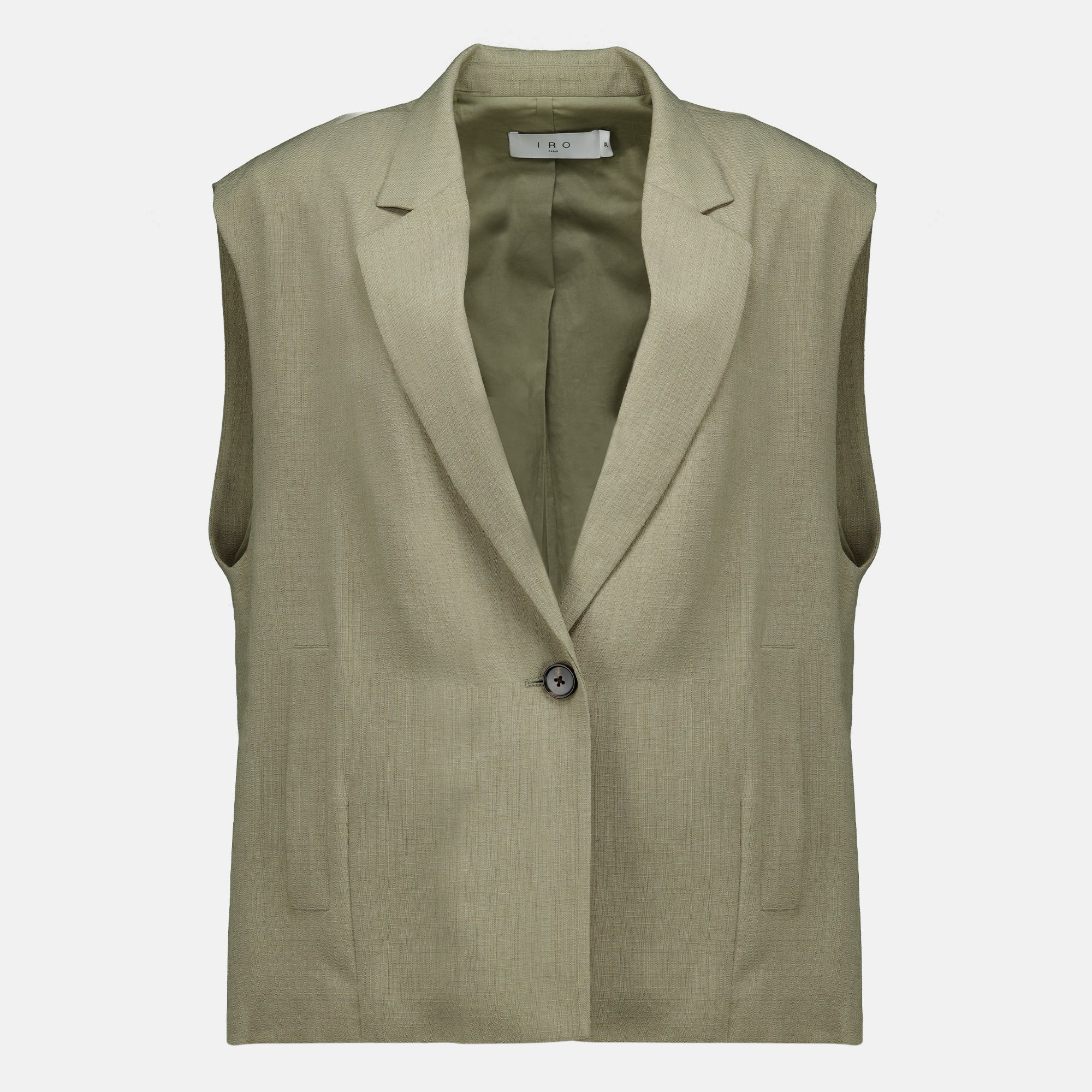 Vestes Blazer sem Mangas Caqui Iro Kaki Femme