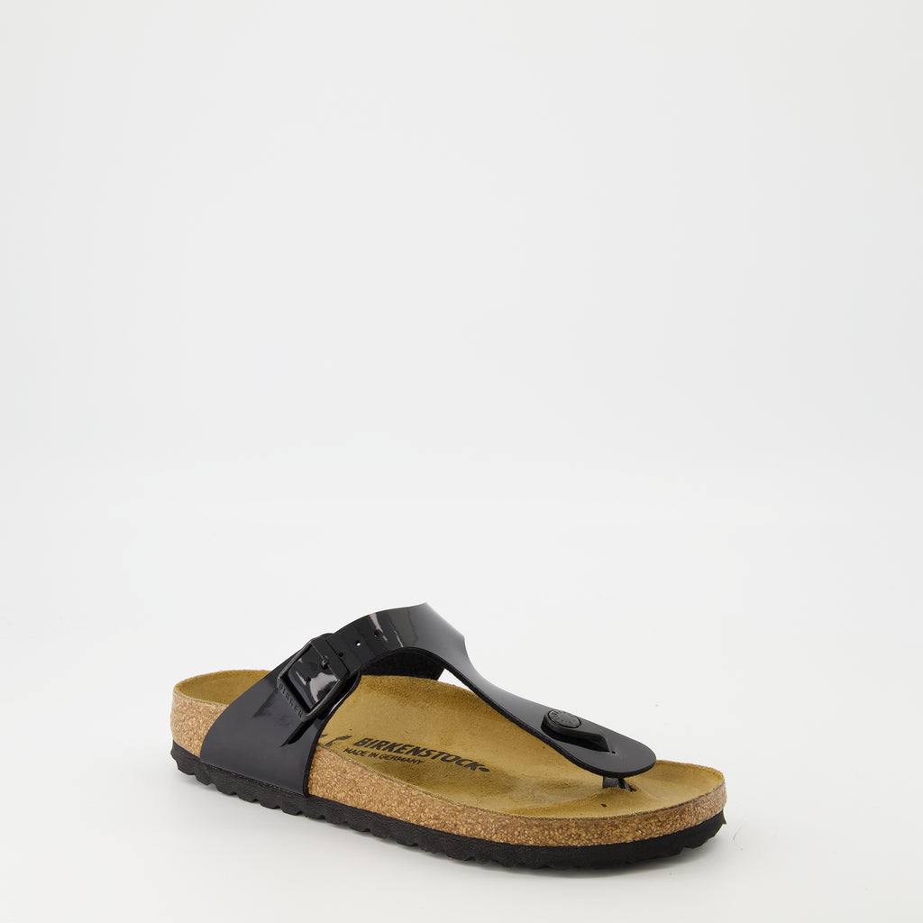 Open shoes Patented Leather Flip-Flops Birkenstock Black Femme