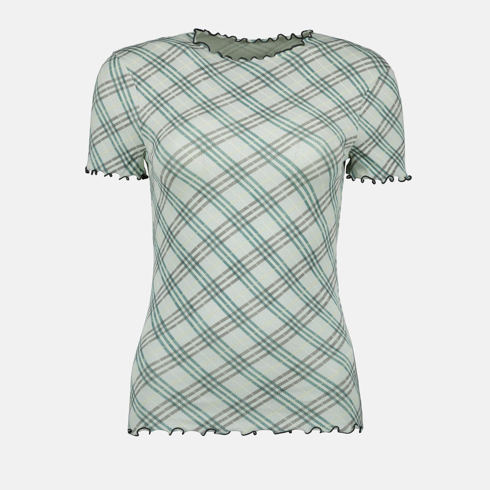 T-shirts Top stretch à carreaux Burberry Vert Femme