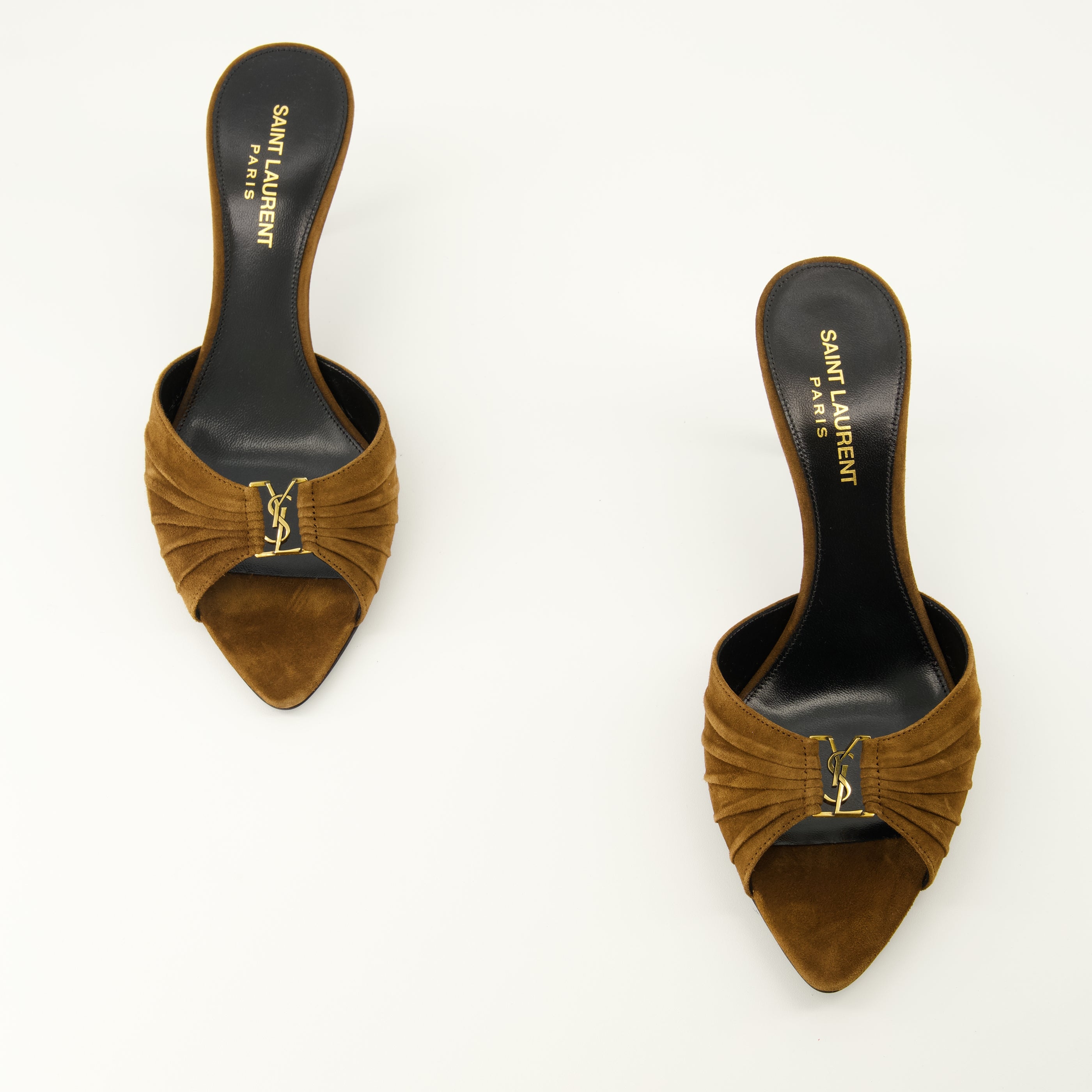 Chaussures ouvertes Babylone Mules Marrones en Suede Saint Laurent Marron Femme