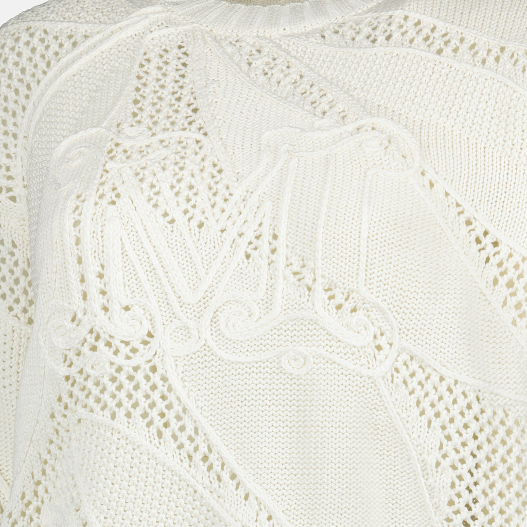 Image de l'article Pull blanc en coton brodé de la marque Max Mara pour Femme - Saison Printemps-Été 2026 - Vue détaillée_1