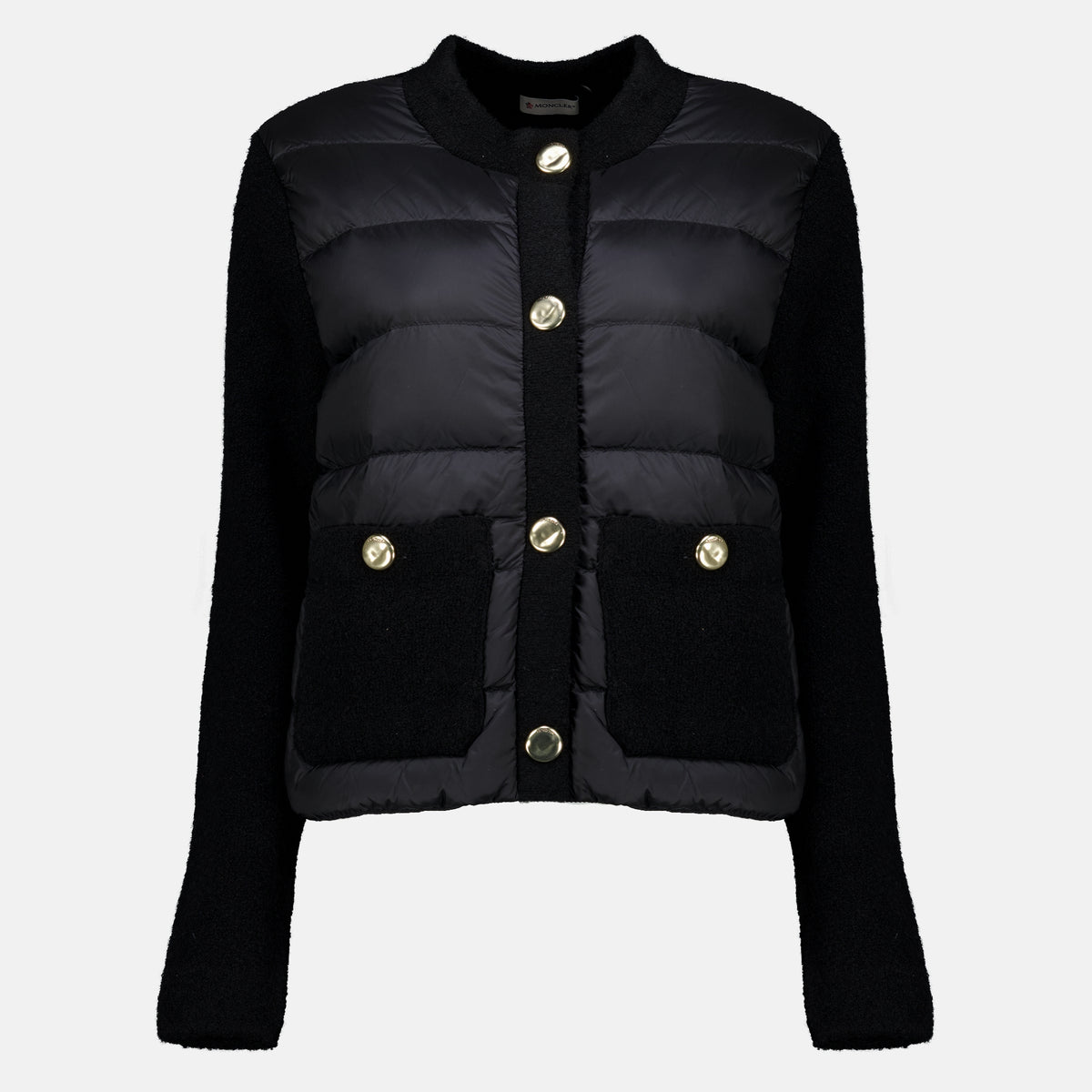 Vestes Schwarzer Bi-Material Cardigan Moncler Noir Femme