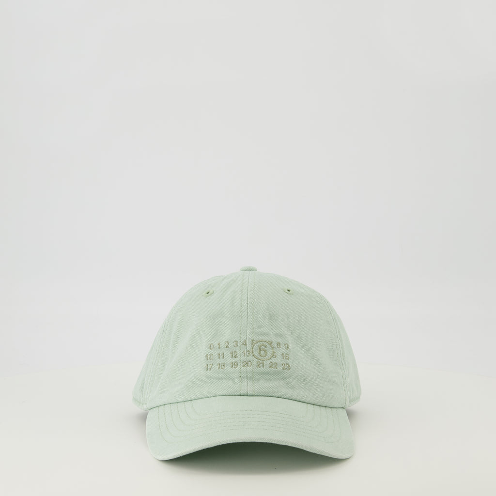 Image of the MM6 brand Men's Green Numeric Cap - Spring-Summer 2026 Season - Front View