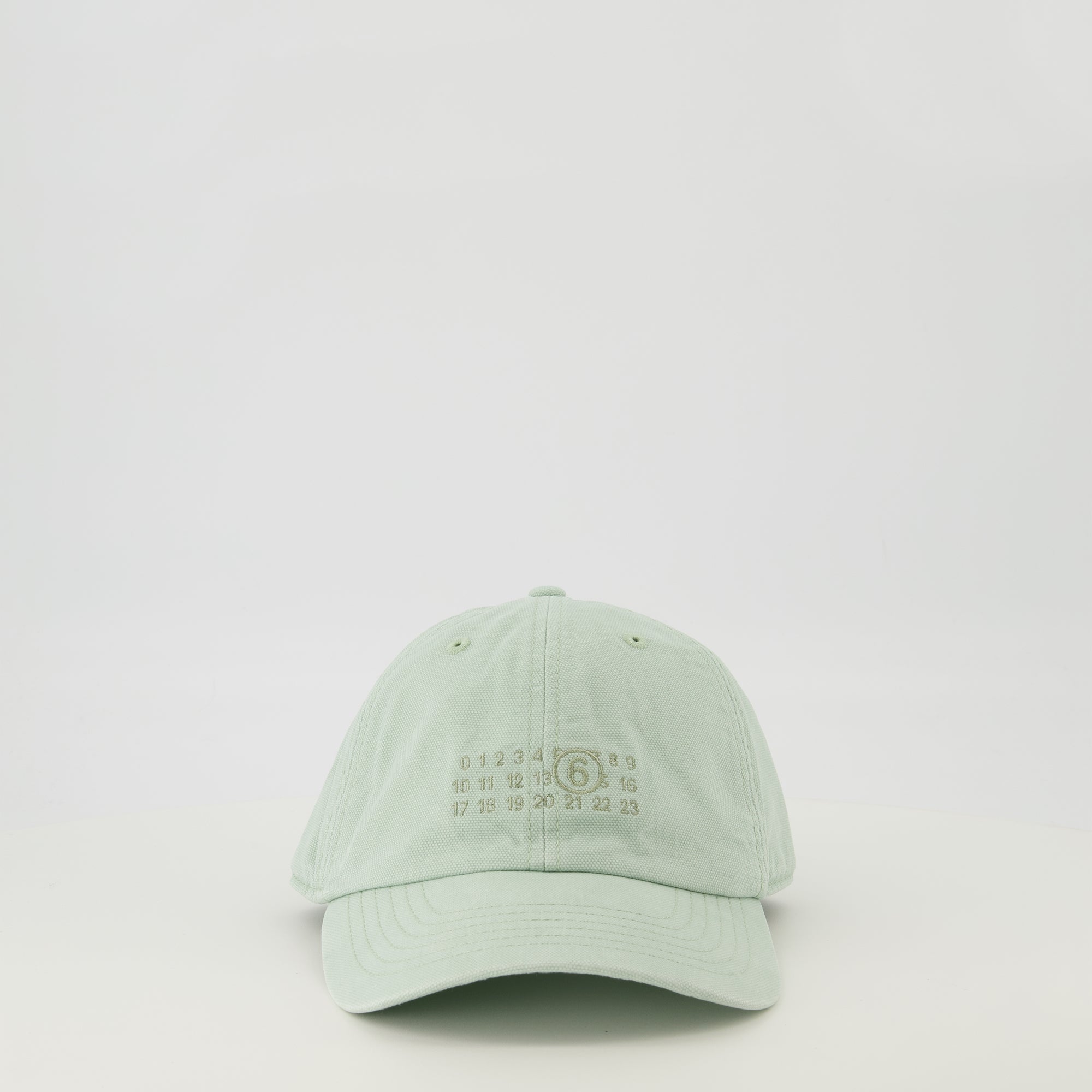 Image of the MM6 brand Men's Green Numeric Cap - Spring-Summer 2026 Season - Front View